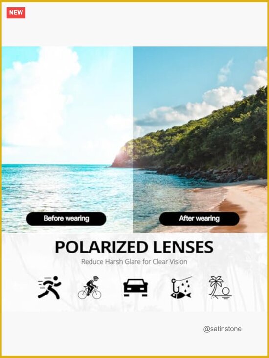 Polarized Wrap Around Sunglasses Butterfly Hinges UV400 Protection Oval
